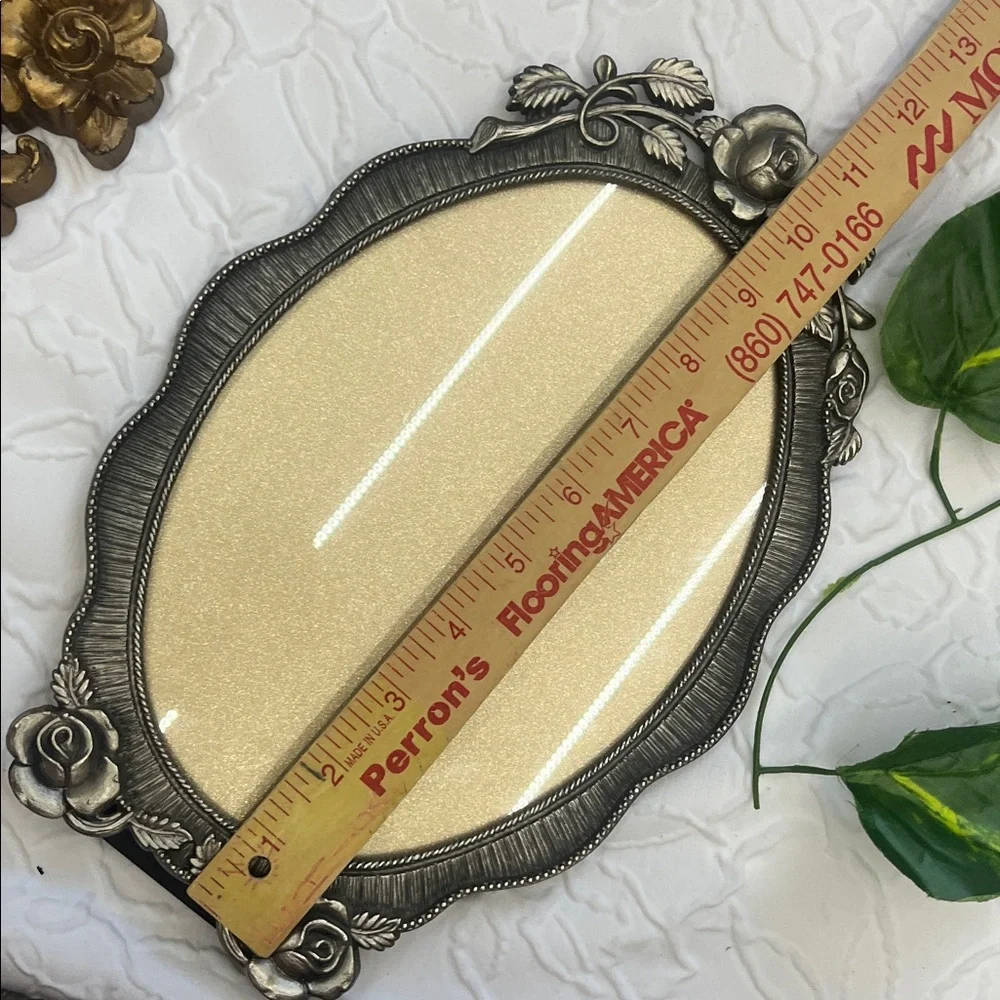 Vintage Silver Rose Oval Picture Frame